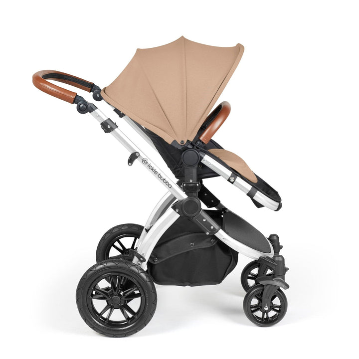 Ickle Bubba Wheels Ickle Bubba Stomp Luxe All-in-One i-Size Travel System (Stratus) with Bubba&Me - Silver / Desert / Tan