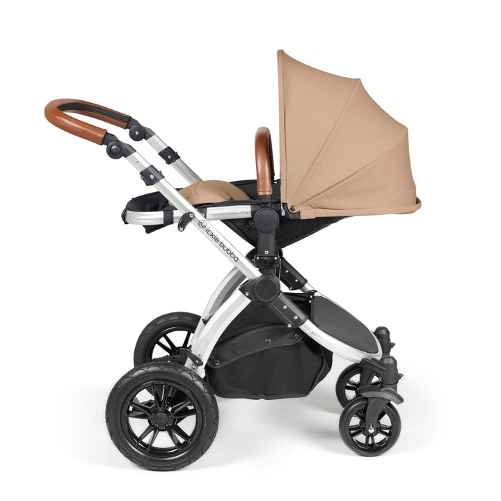 Ickle Bubba Wheels Ickle Bubba Stomp Luxe All-in-One i-Size Travel System (Stratus) with Bubba&Me - Silver / Desert / Tan