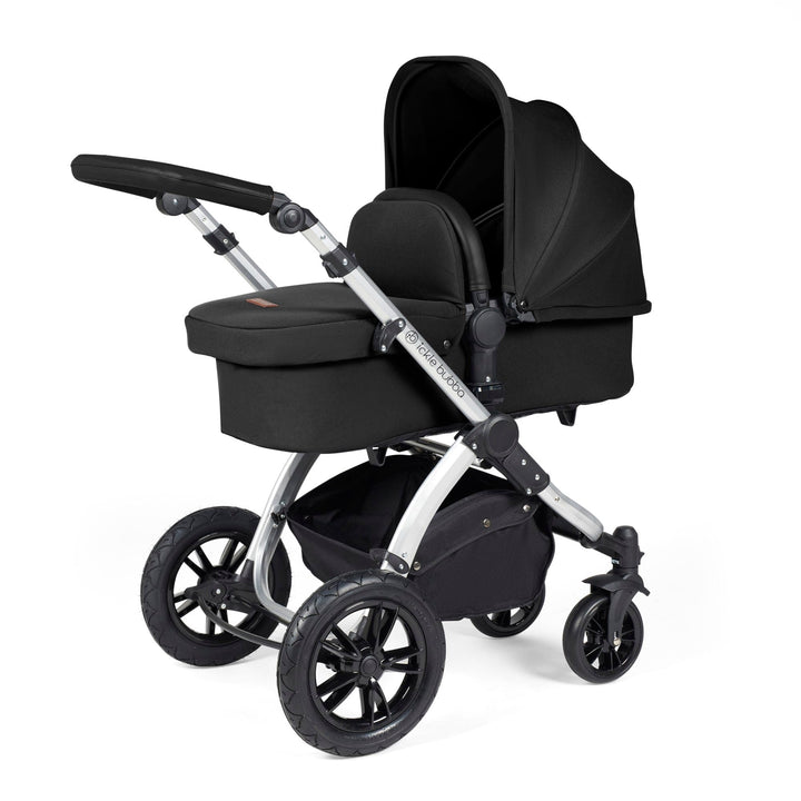 Ickle Bubba Wheels Ickle Bubba Stomp Luxe All-in-One i-Size Travel System (Stratus) with Bubba&Me - Silver / Midnight / Black