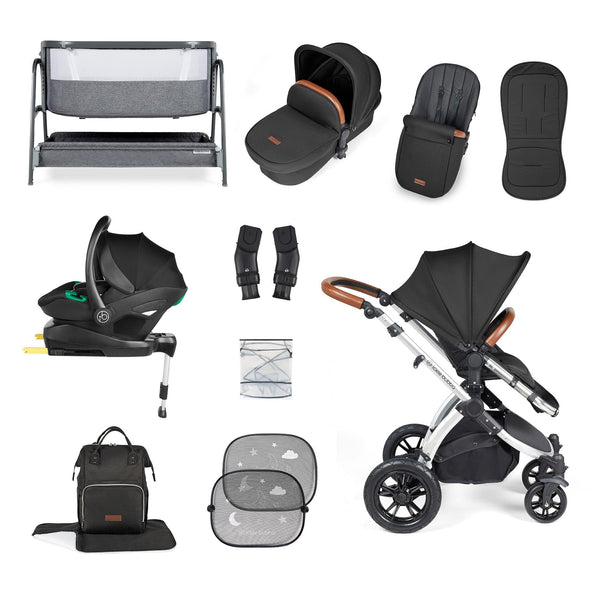 Ickle Bubba Wheels Ickle Bubba Stomp Luxe All-in-One i-Size Travel System (Stratus) with Bubba&Me - Silver / Midnight / Tan