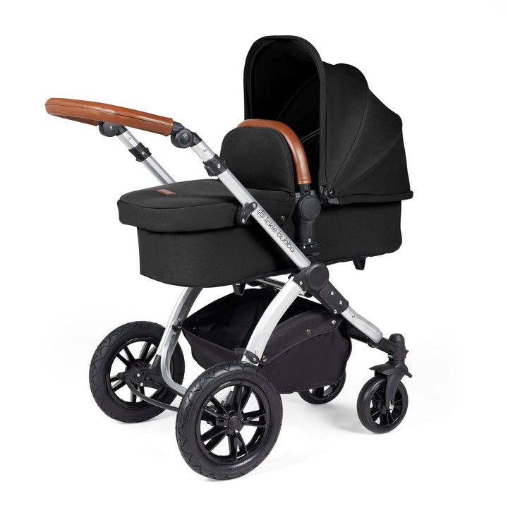 Ickle Bubba Wheels Ickle Bubba Stomp Luxe All-in-One i-Size Travel System (Stratus) with Bubba&Me - Silver / Midnight / Tan