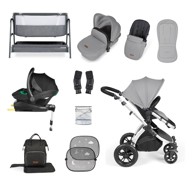 Ickle Bubba Wheels Ickle Bubba Stomp Luxe All-in-One i-Size Travel System (Stratus) with Bubba&Me - Silver / Pearl Grey / Black