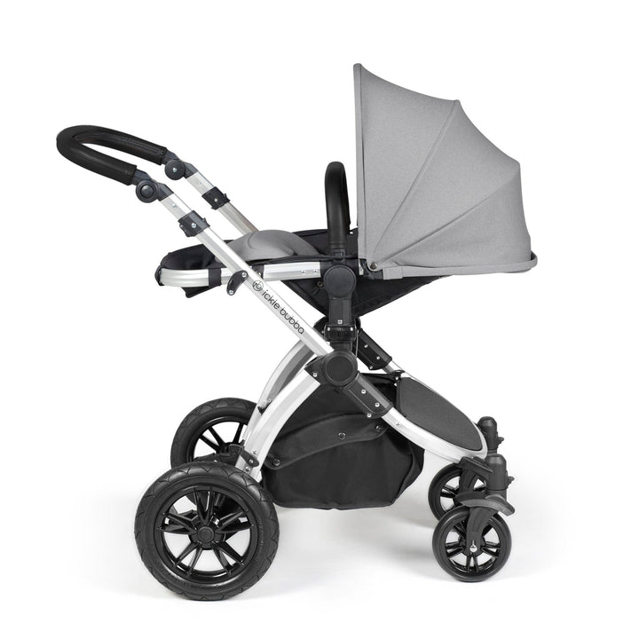 Ickle Bubba Wheels Ickle Bubba Stomp Luxe All-in-One i-Size Travel System (Stratus) with Bubba&Me - Silver / Pearl Grey / Black