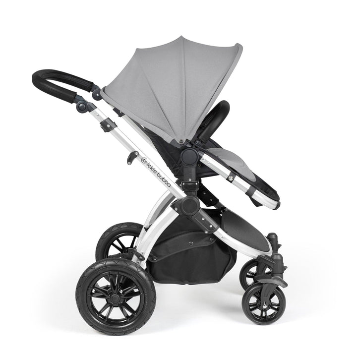 Ickle Bubba Wheels Ickle Bubba Stomp Luxe All-in-One i-Size Travel System (Stratus) with Bubba&Me - Silver / Pearl Grey / Black