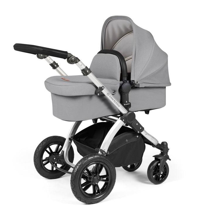 Ickle Bubba Wheels Ickle Bubba Stomp Luxe All-in-One i-Size Travel System (Stratus) with Bubba&Me - Silver / Pearl Grey / Black