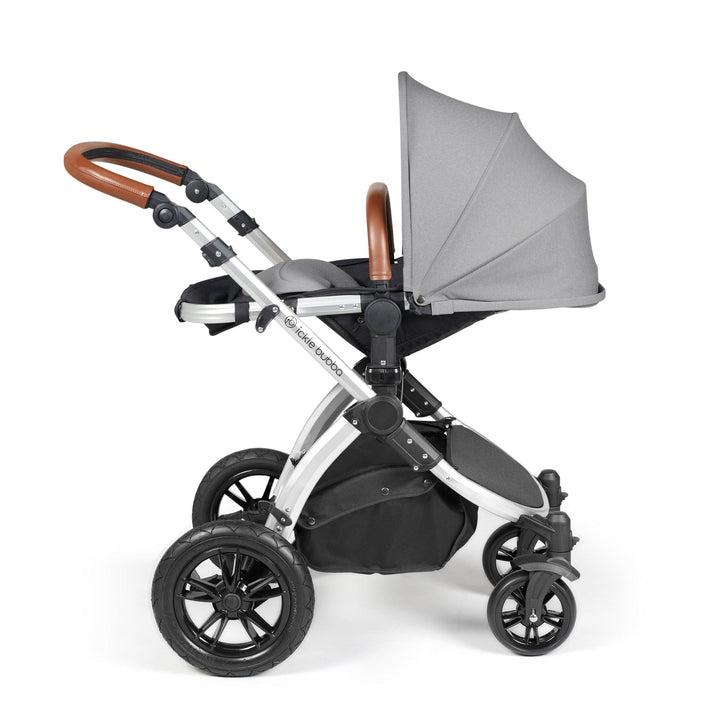 Ickle Bubba Wheels Ickle Bubba Stomp Luxe All-in-One i-Size Travel System (Stratus) with Bubba&Me - Silver / Pearl Grey / Tan