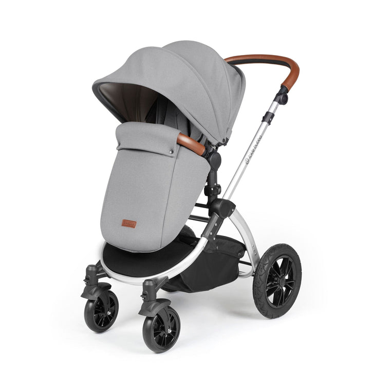 Ickle Bubba Wheels Ickle Bubba Stomp Luxe All-in-One i-Size Travel System (Stratus) with Bubba&Me - Silver / Pearl Grey / Tan