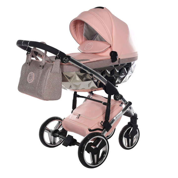 Junama prams & pushchairs Junama Handcraft 2 in 1 Pram with LED Lights - Pink Glitter