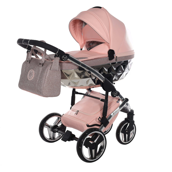 Junama prams & pushchairs Junama Handcraft 2 in 1 Pram with LED Lights - Pink Glitter