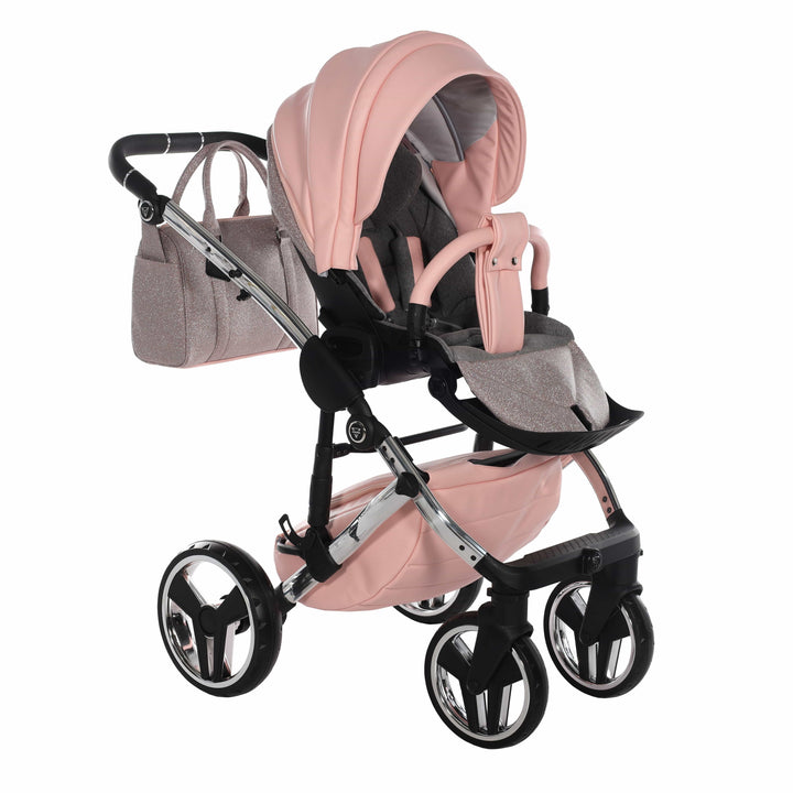 Junama prams & pushchairs Junama Handcraft 2 in 1 Pram with LED Lights - Pink Glitter