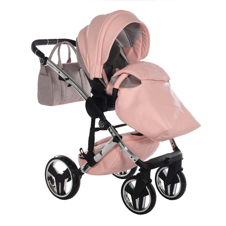 Junama prams & pushchairs Junama Handcraft 2 in 1 Pram with LED Lights - Pink Glitter