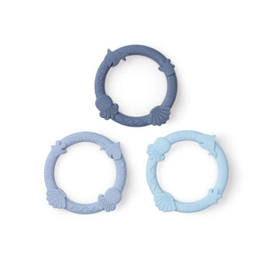 Loulou Lollipop Pacifiers & Teethers Loulou Lollipop Teething Ring Sets - Blue Fog