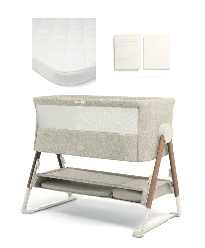 Mamas and Papas Bedside Crib Mamas & Papas Lua Bedside Crib Bundle - Beige / Oatmeal