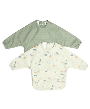 Mamas & Papas Clothing Mamas & Papas Long-sleeved Bibs (2 Pack) - Dino Stripe