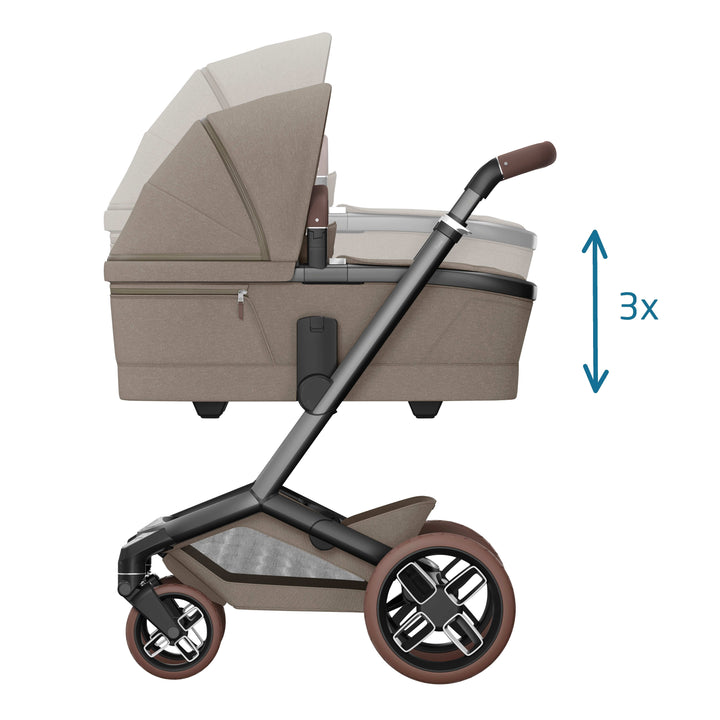 Maxi Cosi Prams & Pushchairs Maxi Cosi FAME 10 Piece Premium Bundle - Twillic Truffle (with Brown Wheels)