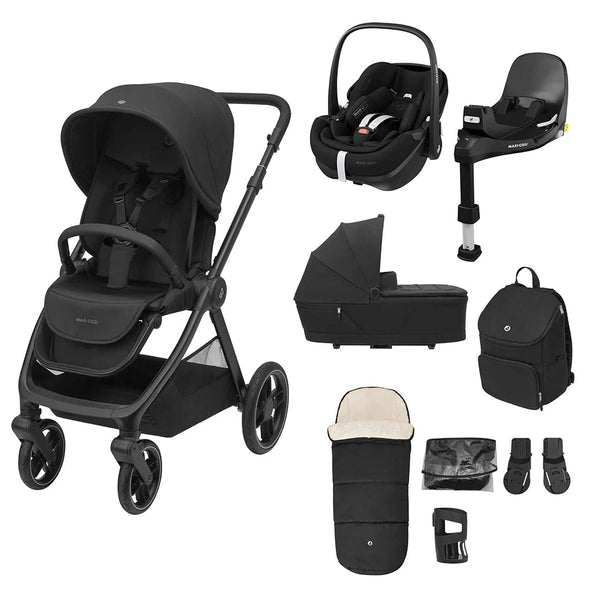 Maxi Cosi Travel Systems Maxi Cosi Oxford 9 Pieces Premium Travel System - Twillic Black