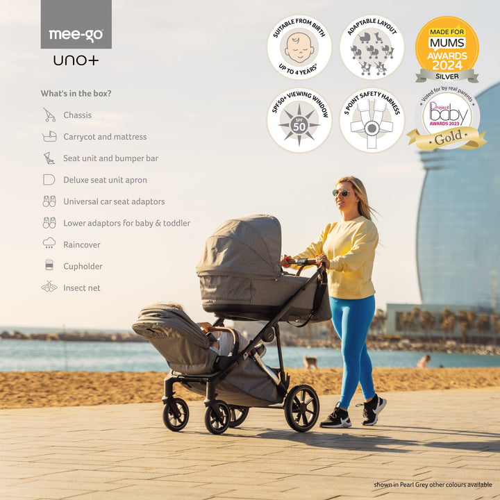 Mee-go double pushchairs Mee-go Uno Plus Double Pushchair - Black/Chrome