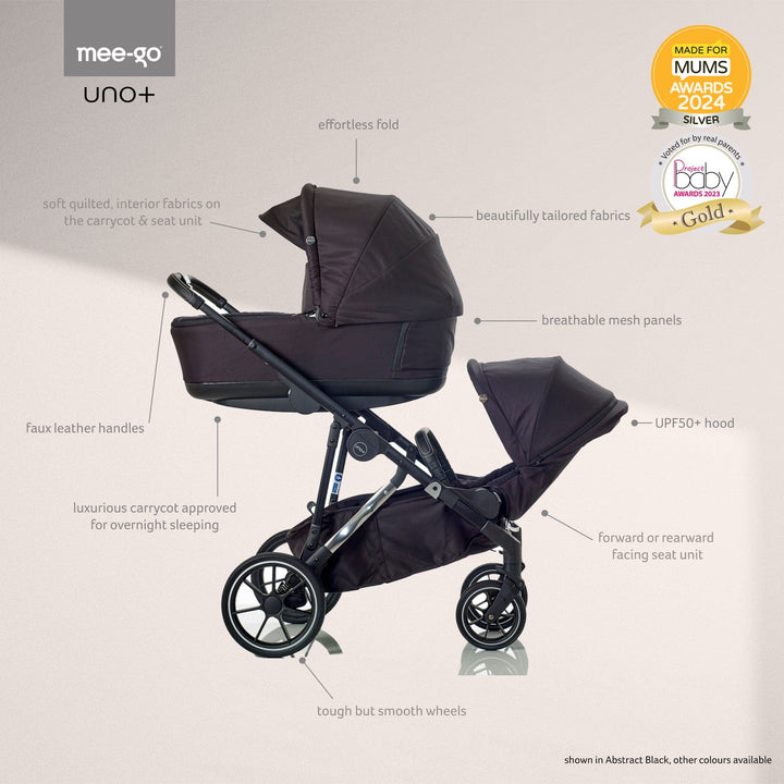 Mee-go double pushchairs Mee-go Uno Plus Double Pushchair - Black/Chrome