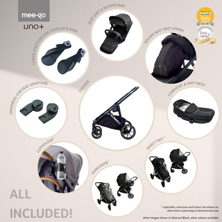 Mee-go double pushchairs Mee-go Uno Plus Double Pushchair - Black/Chrome