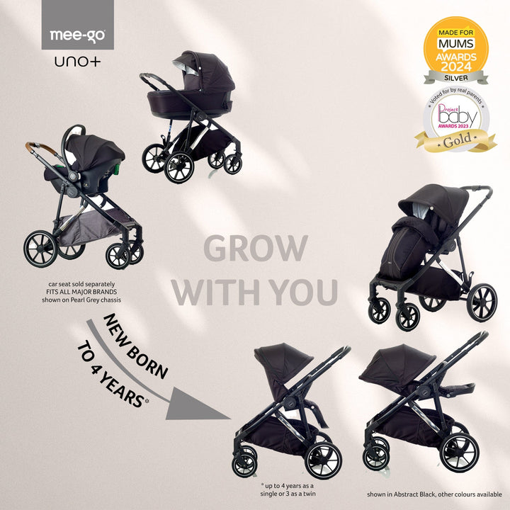 Mee-go double pushchairs Mee-go Uno Plus Double Pushchair - Black/Chrome