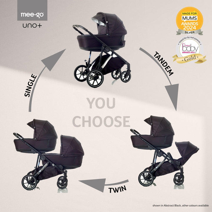 Mee-go double pushchairs Mee-go Uno Plus Double Pushchair - Black/Chrome