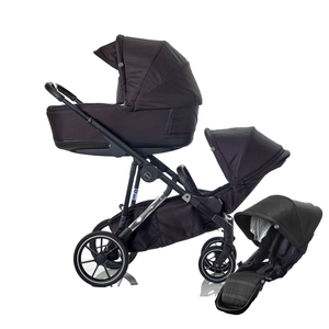 Mee-go double pushchairs Mee-go Uno Plus Double Pushchair - Black/Chrome