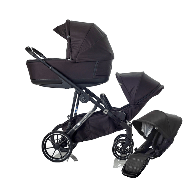 Mee-go double pushchairs Mee-go Uno Plus Double Pushchair - Black/Chrome