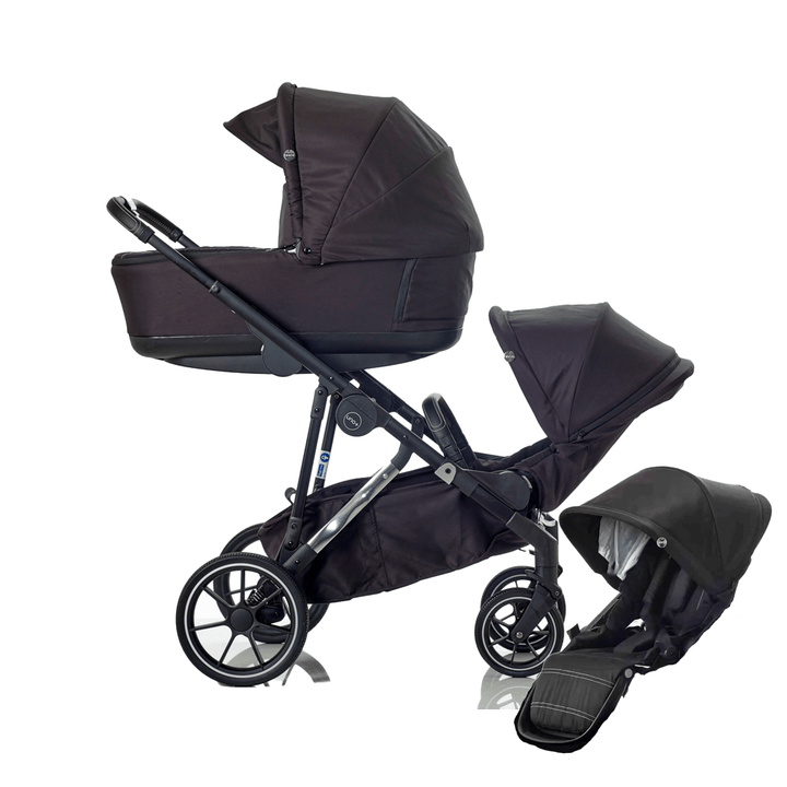 Mee-go double pushchairs Mee-go Uno Plus Double Pushchair - Black/Chrome