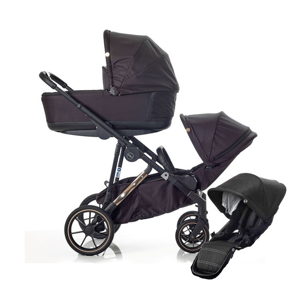 Mee-go double pushchairs Mee-go Uno Plus Double Pushchair - Black/Rose