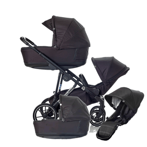 Mee-go double pushchairs Mee-go Uno Plus Twin Pushchair - Black/Chrome