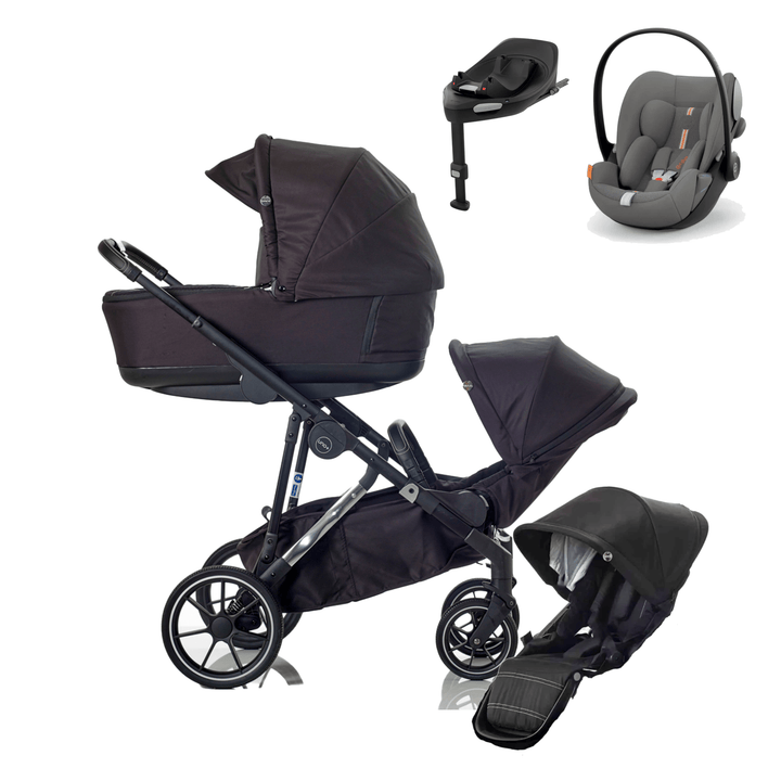 Mee-go Travel Systems Mee-go Uno Plus Double (Cloud G Plus) Travel System - Black/Chrome