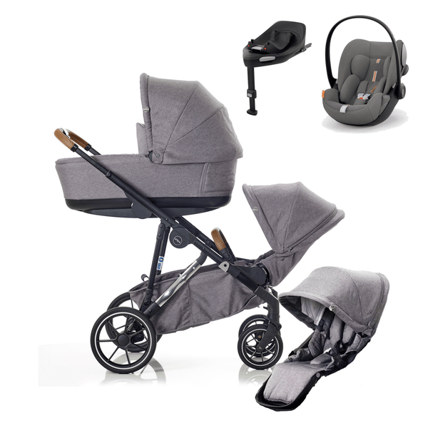 Mee-go Travel Systems Mee-go Uno Plus Double (Cloud G Plus) Travel System - Grey/Chrome