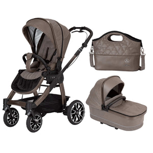 Mercedes Prams & Pushchairs Mercedes All-Terrain GTR Stroller inc. Carrycot - Tartufo