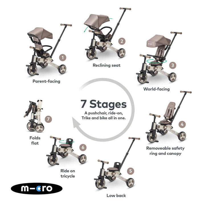 Micro Scooters Pushchair Accessories Micro 7 in 1 FlexiTrike - Latte