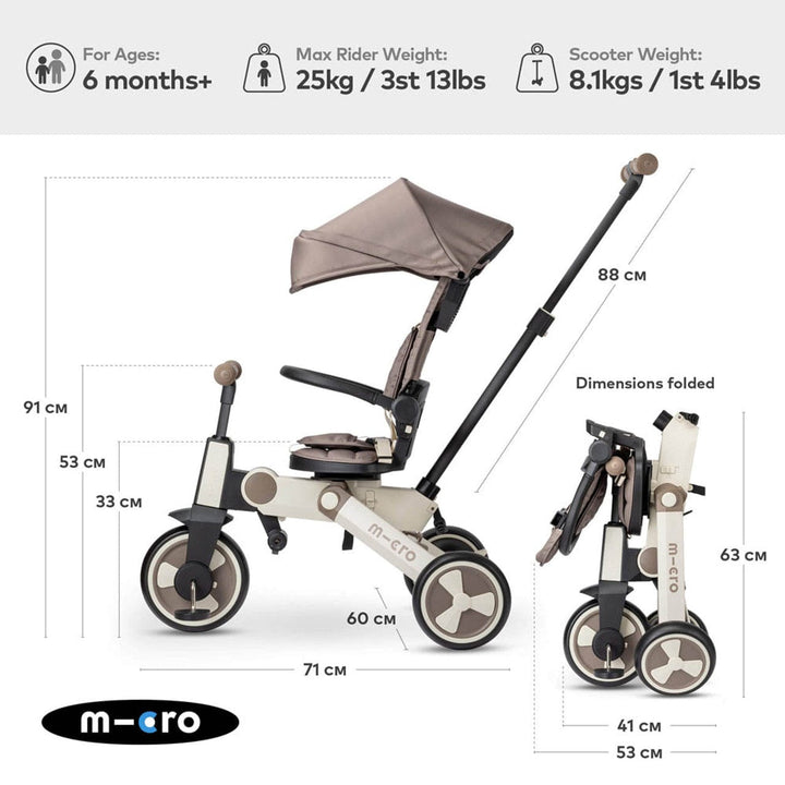 Micro Scooters Pushchair Accessories Micro 7 in 1 FlexiTrike - Latte