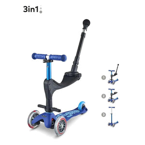 Micro Scooters Scooter Micro 3 in 1 Deluxe Plus Scooter (with Push Handle) - Blue