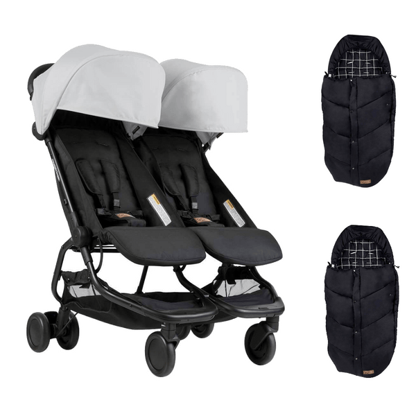 Mountain Buggy double pushchairs Mountain Buggy Nano Duo with 2x FREE Sleeping Bags - Silver