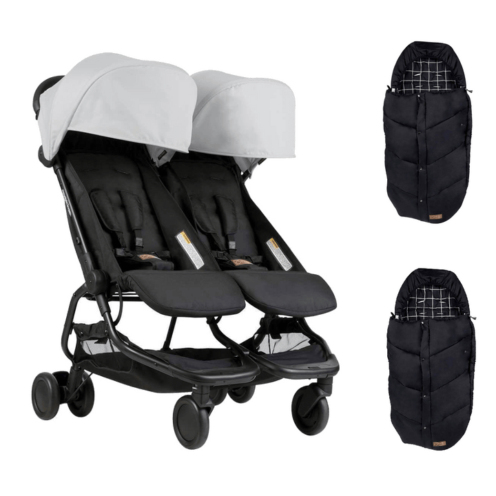 Mountain Buggy Nano Duo with 2x Sleeping Bags Silver UK Baby Centre