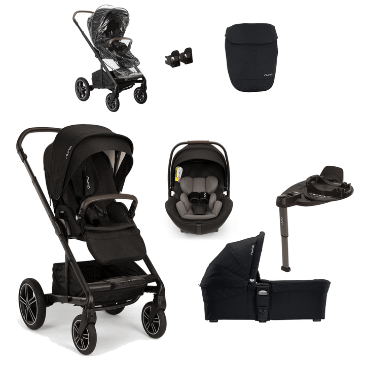 Nuna Travel Systems Nuna MIXX Next (ARRA Flex & BASE Curv) Travel System - Caviar (Chocolate Leatherette)