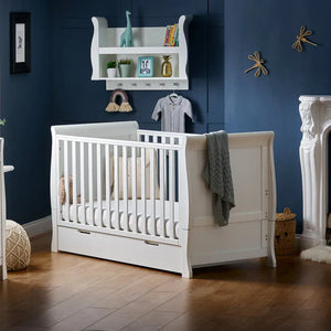 OBABY Cot Beds Obaby Stamford Classic Sleigh Cot Bed - White