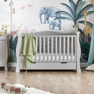 OBABY Cot Beds Obaby Stamford Luxe Sleigh Cot Bed - Warm Grey
