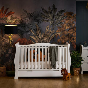 OBABY Cot Beds Obaby Stamford Luxe Sleigh Cot Bed - White