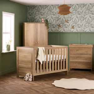 OBABY Nursery Furniture Obaby Nika 3 Piece Room Set - Oak (Free mattress)