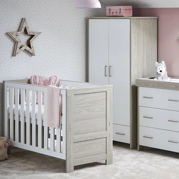 OBABY Nursery Furniture OBaby Nika Mini 3 Piece Room Set - Grey Wash & White