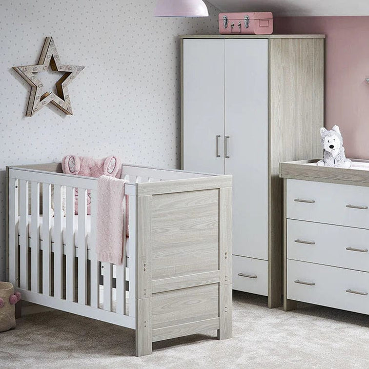 OBABY Nursery Furniture OBaby Nika Mini 3 Piece Room Set - Grey Wash & White