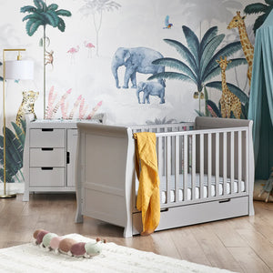 OBABY Nursery Furniture Obaby Stamford Classic Sleigh (2 Piece) Room Set - Warm Grey