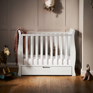 OBABY Space Saver Cots Obaby Stamford Space Saver Sleigh Cot - White