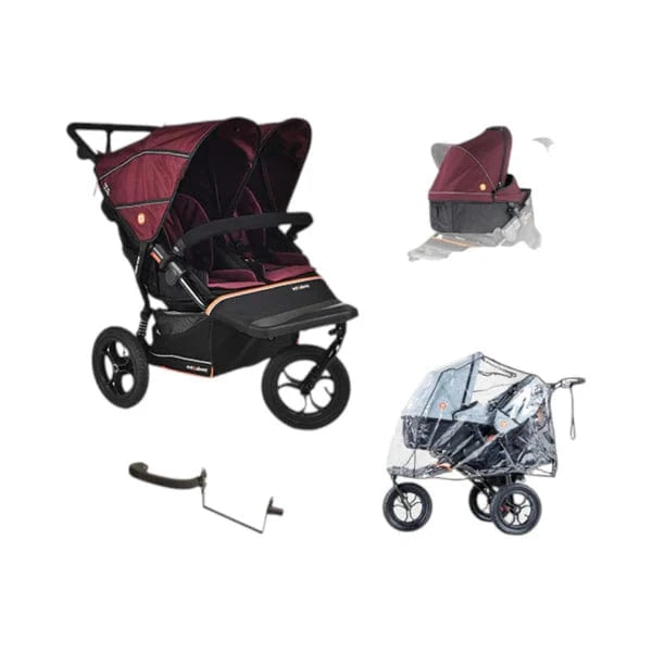 Out n About double pushchairs Out N About Nipper Double V6 Newborn & Toddler Bundle - Brambleberry Red