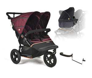 Out n About double pushchairs Out N About Nipper Double V6 Newborn & Toddler Bundle - Brambleberry Red