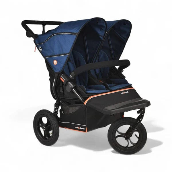 Out n About double pushchairs Out N About Nipper Double V6 Newborn & Toddler Bundle - Highland Blue